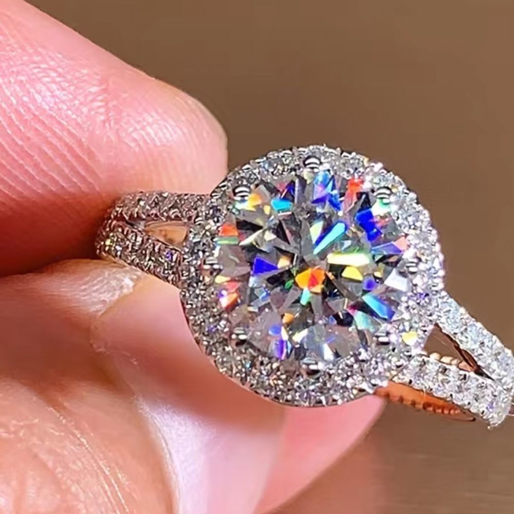 4CT HALO ROUND BRILLIANT CUT CATHEDRAL LAB GROWN DIAMOND SIZE 8